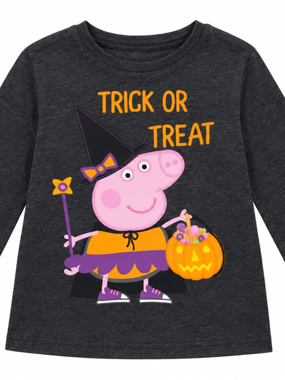 Peppa Pig Halloween Tee - Charcoal, Pink & Orange